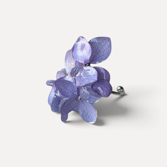 ANELLO IN ACCIAIO CON FIORI DI ORTENSIA LILLA VERA
