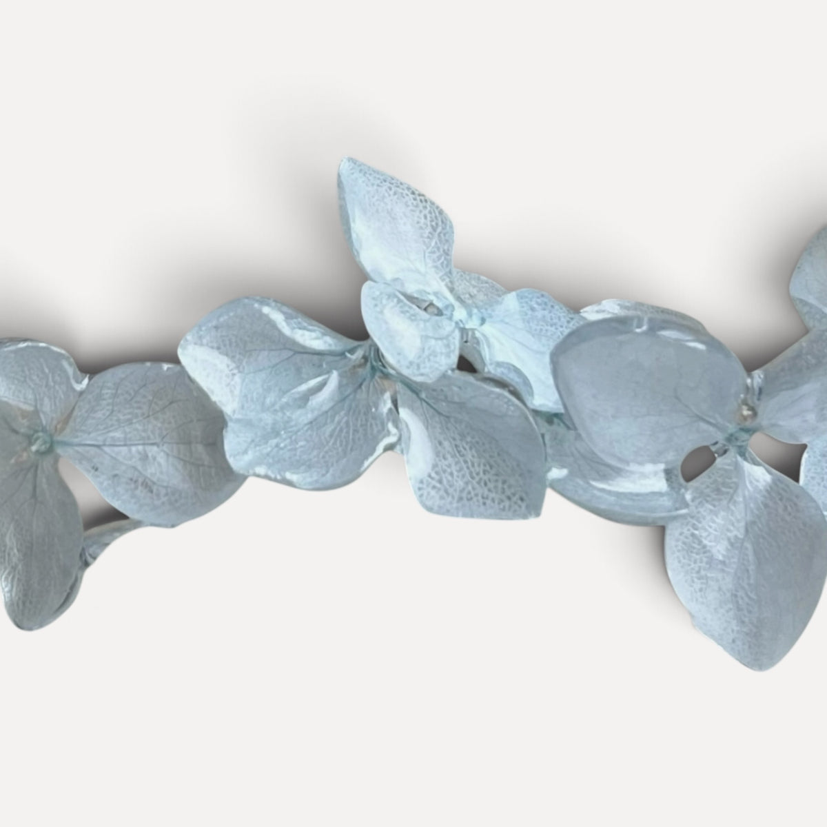 COLLANA GIROCOLLO CON FIORI VERI DI ORTENSIE CELESTI